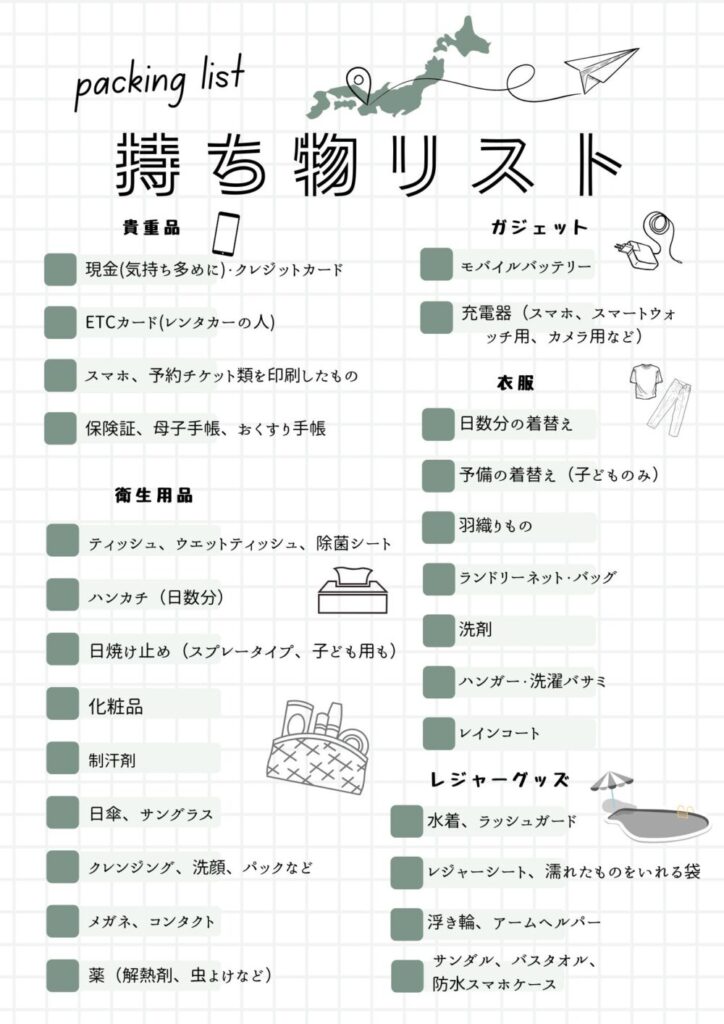 沖縄旅行の持ちものリスト